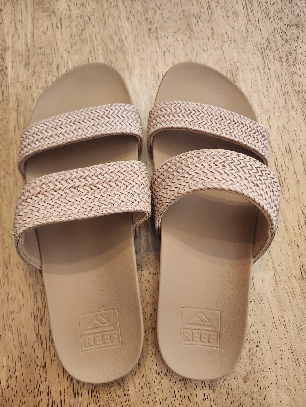 Reef Women's Tan Woven Double-Strap Slide Sandals